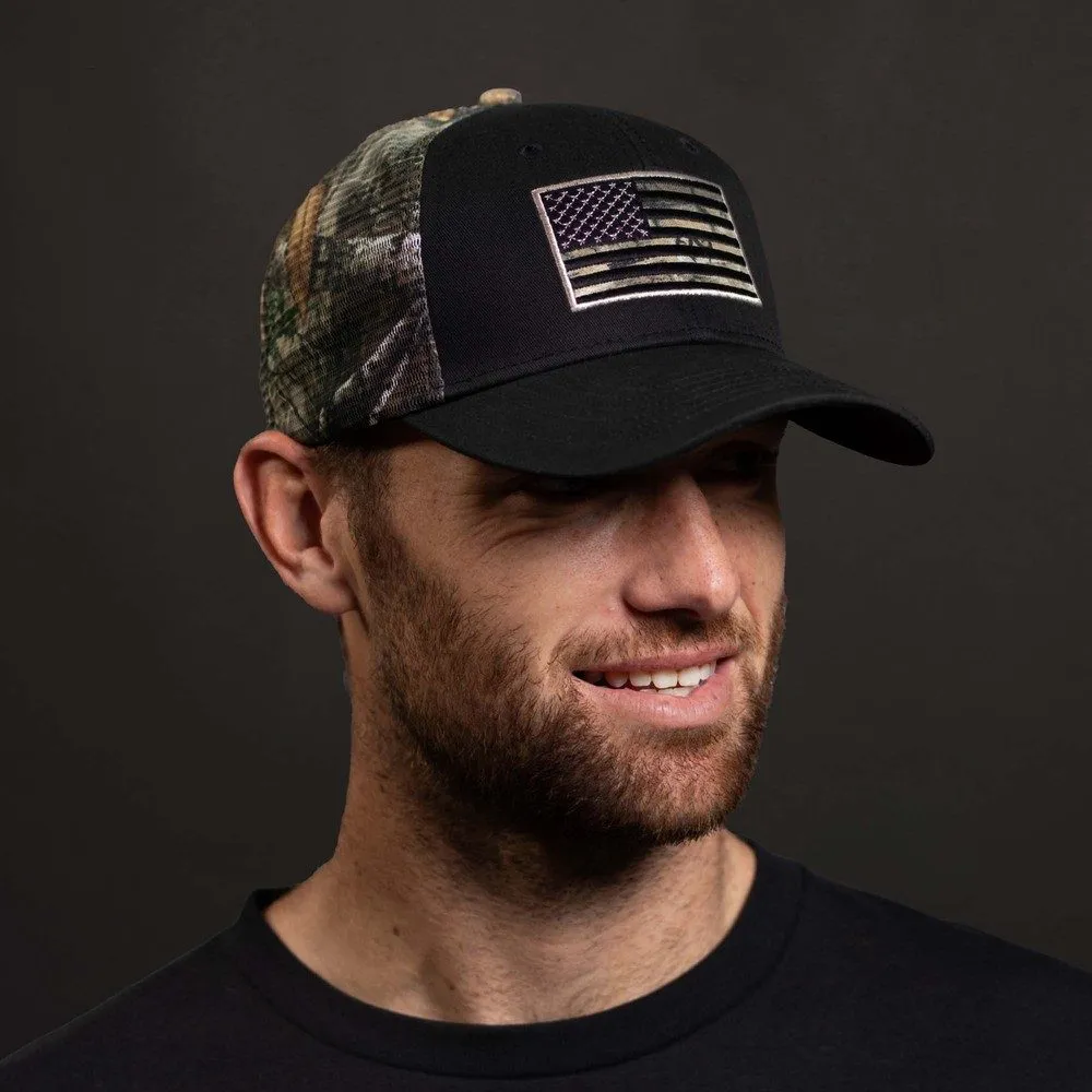 Embroidered American Flag Realtree Edge® Camo Mesh Hat