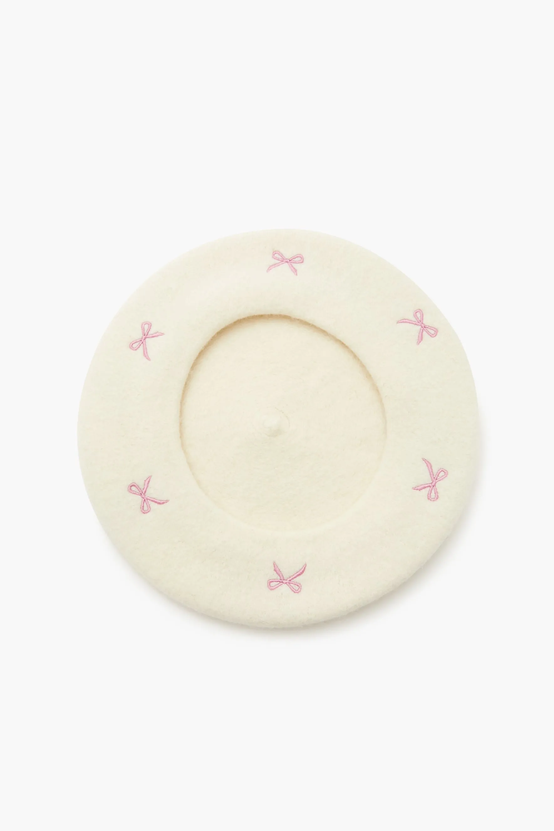 Embroidered Bow Beret