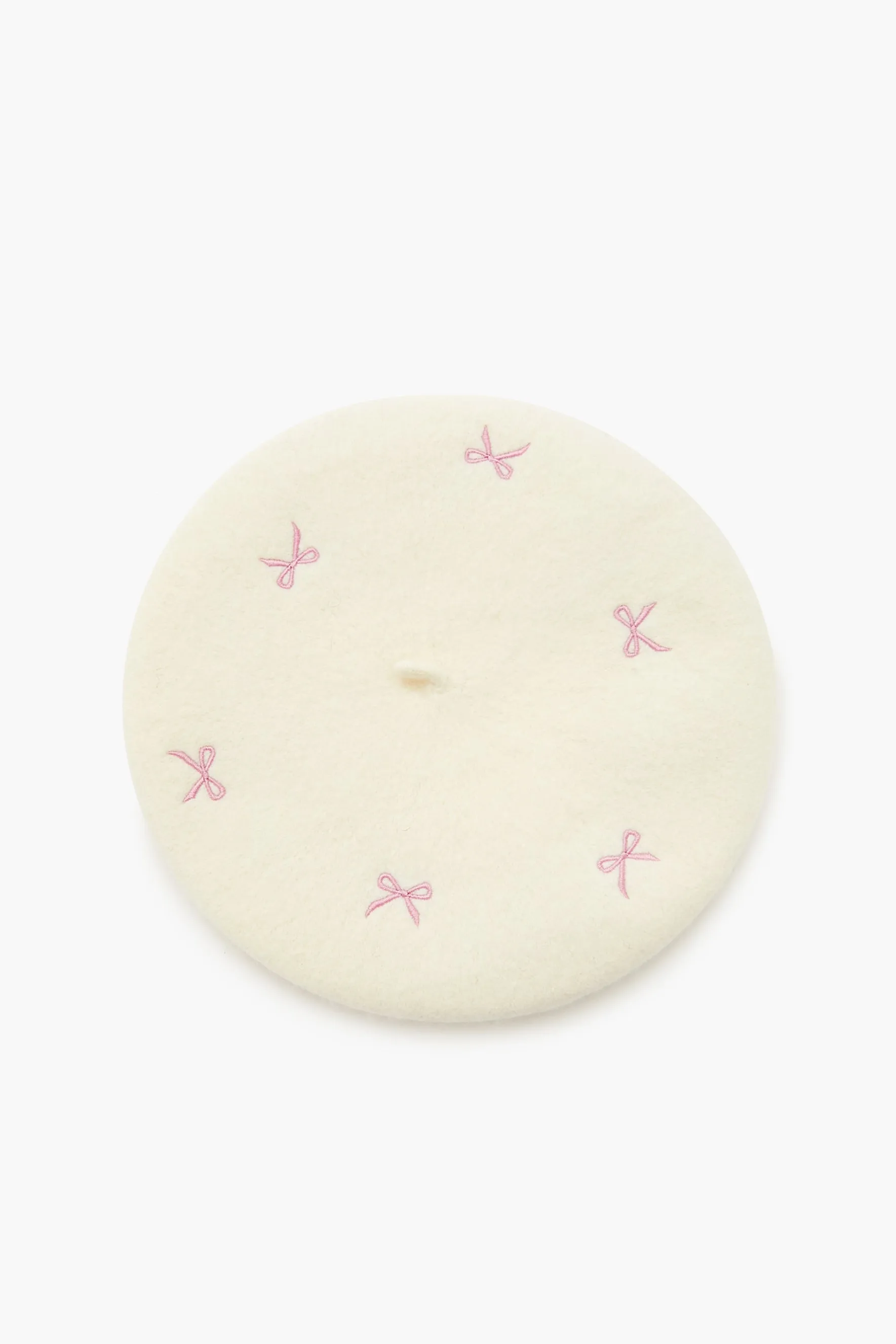 Embroidered Bow Beret