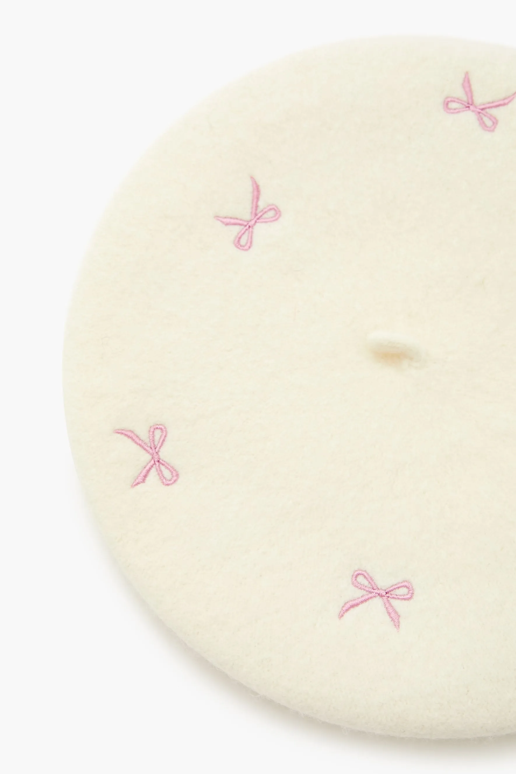 Embroidered Bow Beret