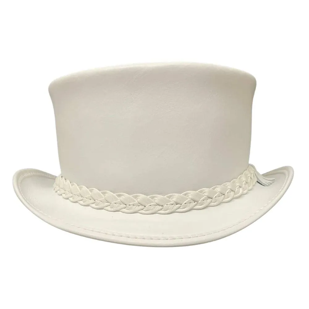 Ghost Rider | Mens White Leather Top Hat