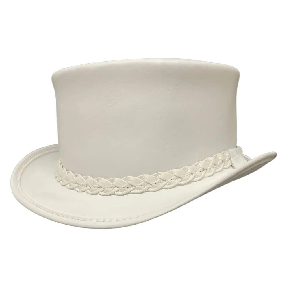 Ghost Rider | Mens White Leather Top Hat