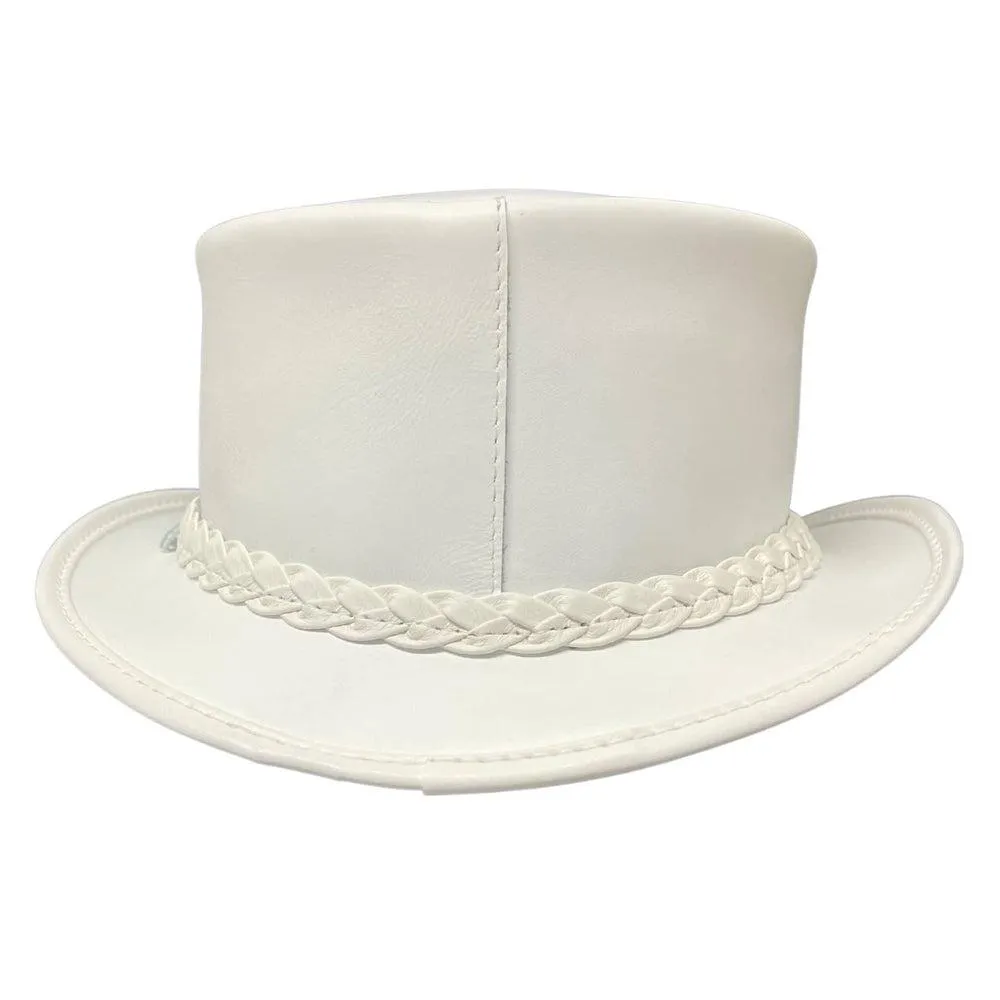 Ghost Rider | Mens White Leather Top Hat