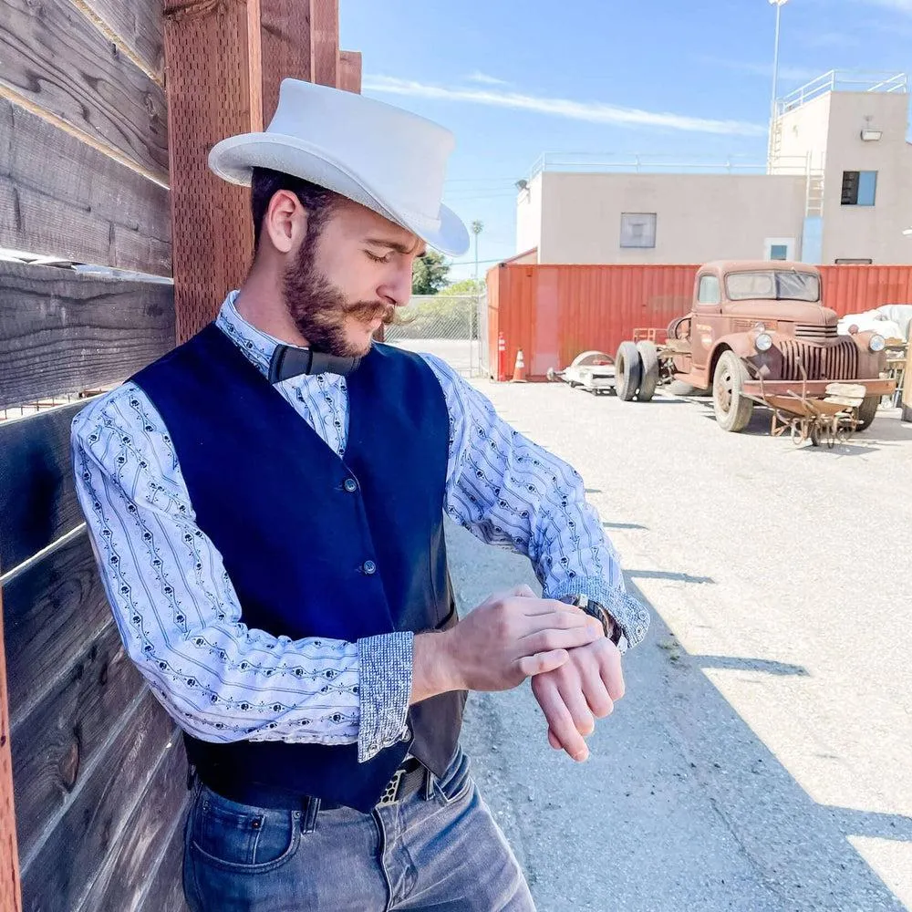 Ghost Rider | Mens White Leather Top Hat
