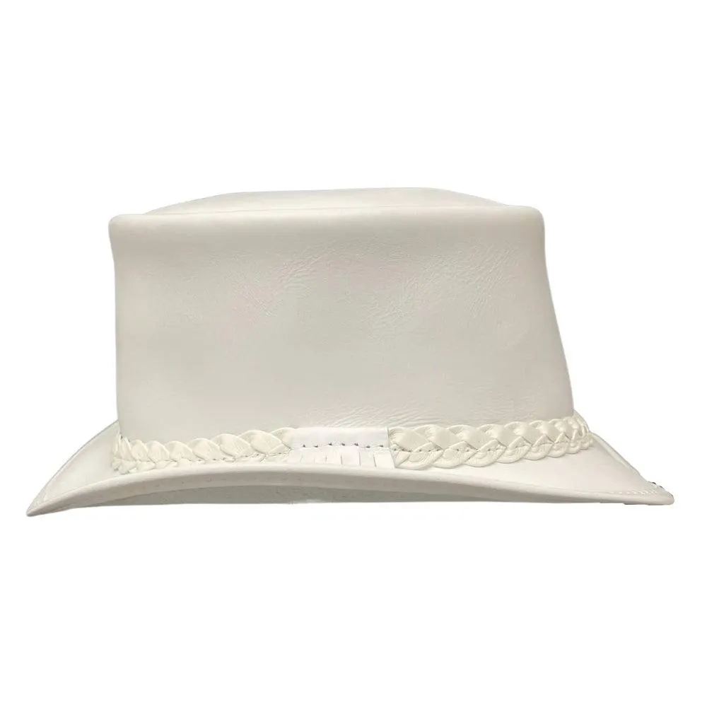 Ghost Rider | Mens White Leather Top Hat