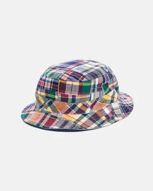 J. PRESS x QUAKER MARINE PATCHWORK MADRAS REVERSIBLE BUCKET HAT
