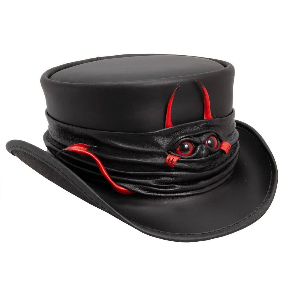 Marlow Lil Evil | Womens Leather Top Hat with Lil Evil Hat Band