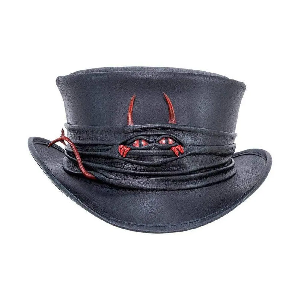 Marlow Lil Evil | Womens Leather Top Hat with Lil Evil Hat Band