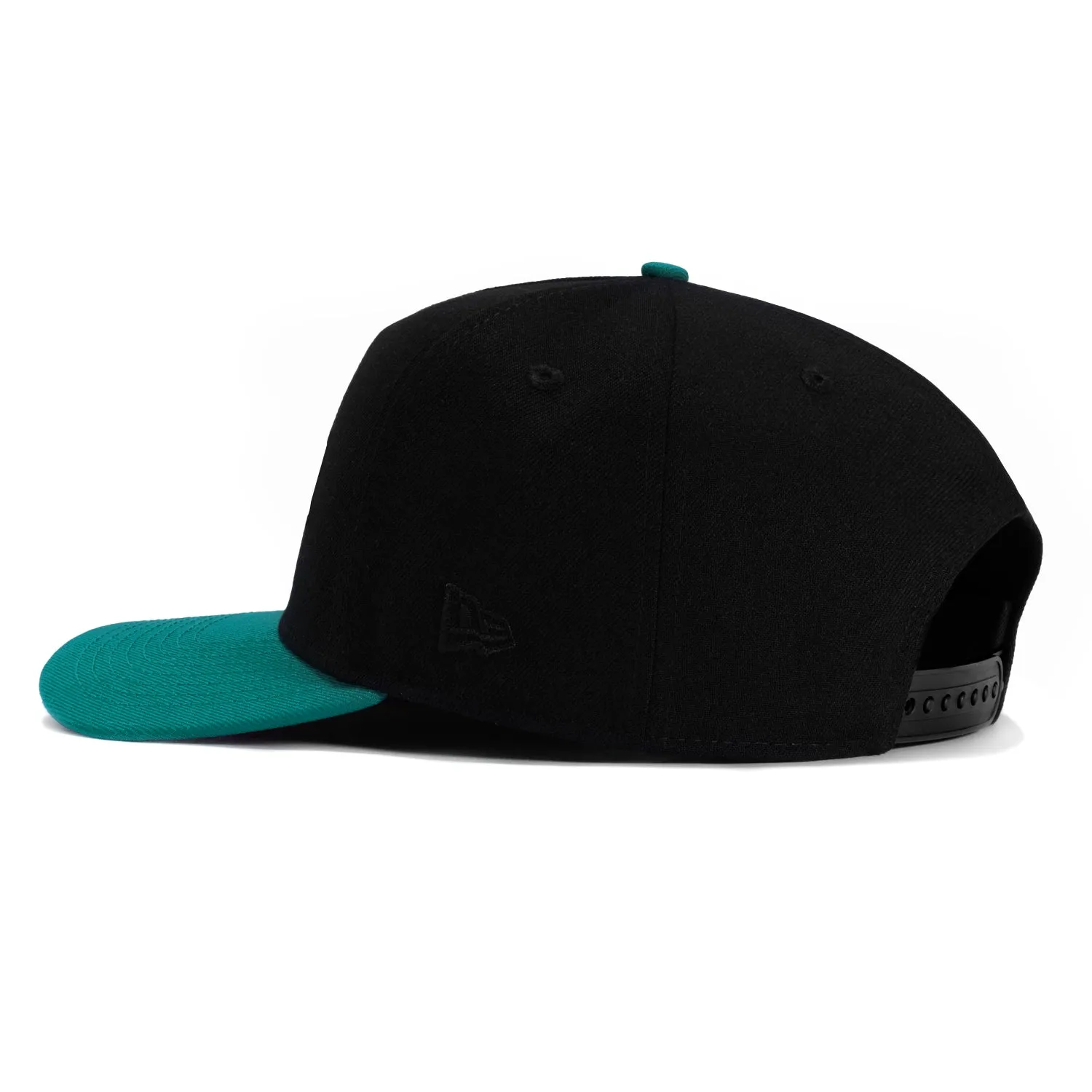 New Era 9Fifty A-Frame San Jose Sharks Logo Patch Open Water Snapback Hat - Black, Teal