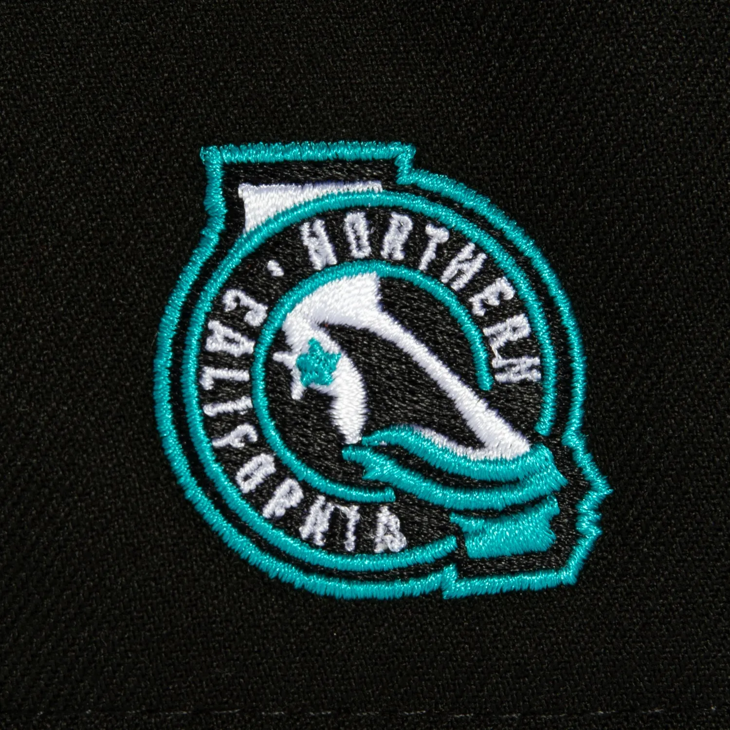 New Era 9Fifty A-Frame San Jose Sharks Logo Patch Open Water Snapback Hat - Black. Teal