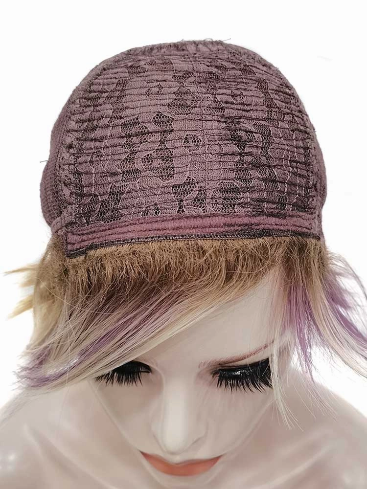 Purple and Blonde Short Synthetic Wig