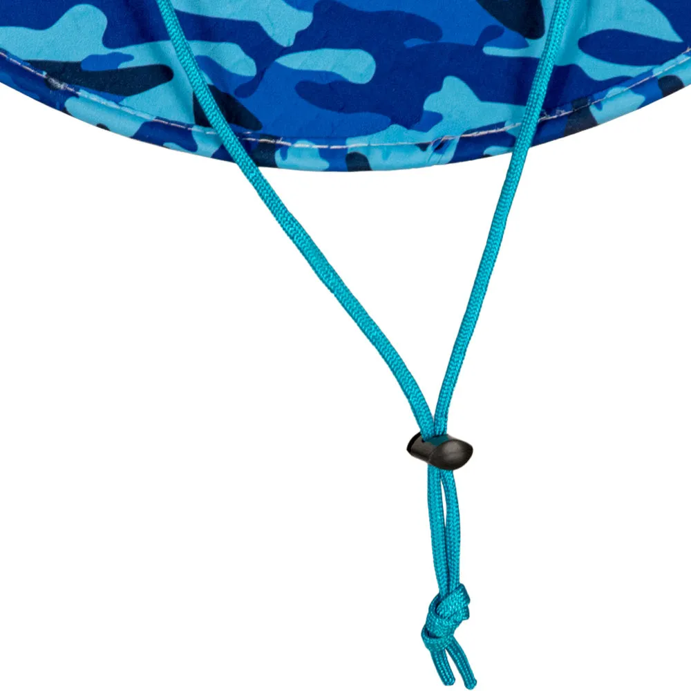 Under Brim Straw Hat | Aqua Blue Military Camo