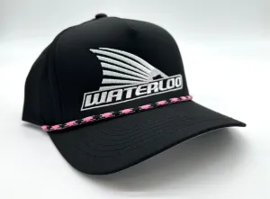 Waterloo Ladies Black with Multi-Colored Rope Cap - White Tails Up Logo