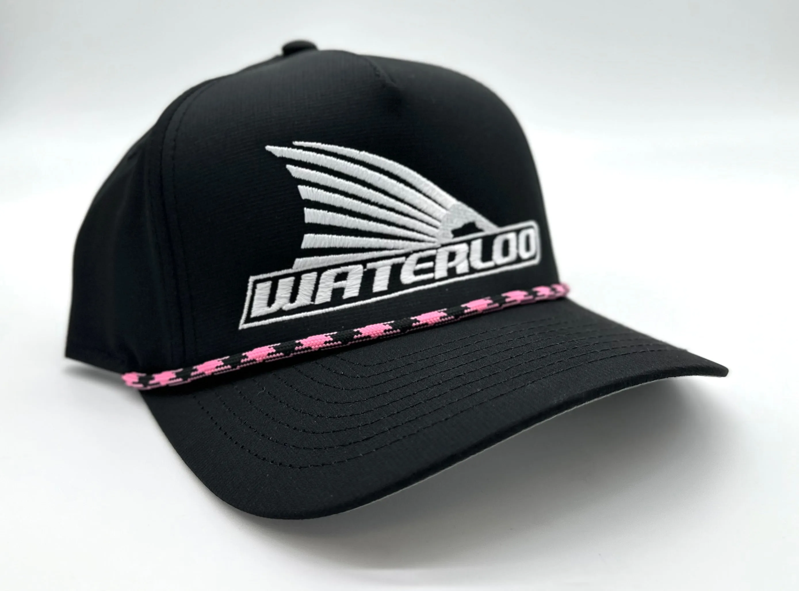 Waterloo Ladies Black with Multi-Colored Rope Cap - White Tails Up Logo