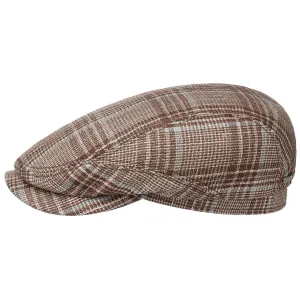 Wool Silk Check Flat Cap by Stetson